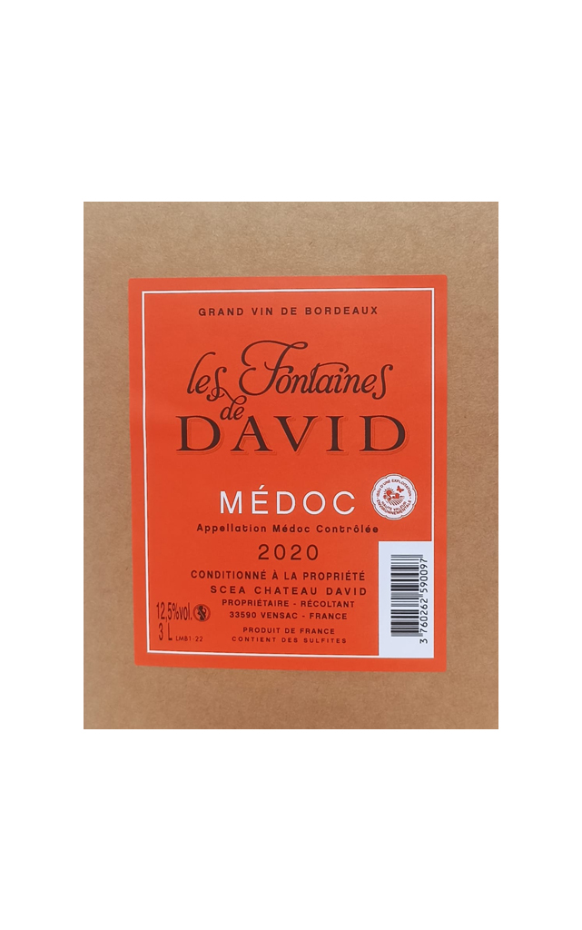 BIB 3L - Rouge - MEDOC Domaine Château David - LES FONTAINES DE DAVID